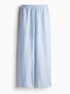 Light Blue & White Striped Linen Blend Pants